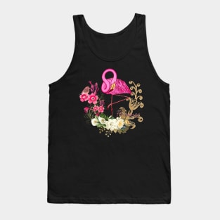 Beautiful flamingo with flowers Tank Top